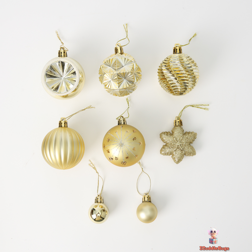 38-Piece Gold Snowflake Christmas Ball Ornament Set – Elegant Holiday Tree Decor - Picture 3 of 8