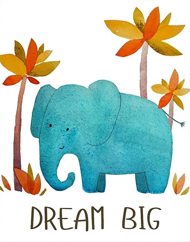 Baby Nursery Decor Jungle Safari Animals Inspiration Unframed Wall Art Set of 6 - Image 2 of 4