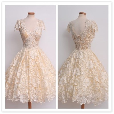 champagne short wedding dress