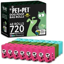 Pet N Pet Dog Poop Bag Colorful 720 Counts 38% Plant Based and 62% PE Waste Bags