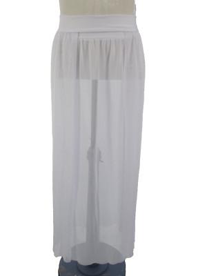 Strand Cover Up Rock Maxi weiß Netz hoher Bund transparent Bohemian Resort Gr. S