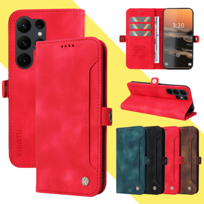 For Samsung S23 S22 Ultra S21 S20 FE A54 A52S Leather Business Wallet Case Cover