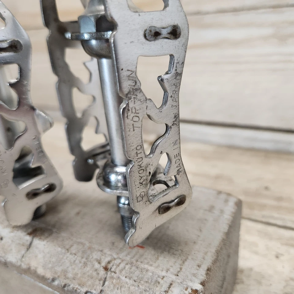 1970-1980s KKT Quill Pedals Kyokuto Top Run Silver 9/16 Dust Caps Road Eroica - Image 4 of 4