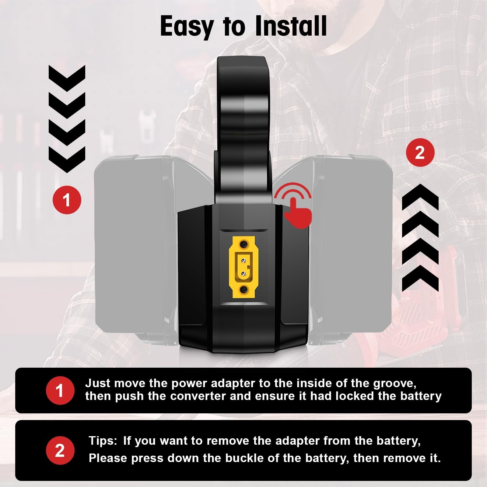 2-in-1 Power Wheels Battery Adapter for Milwaukee M18 18V/36V, On/Off ...