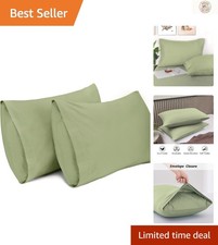 Breathable Green Pillowcases, 2 Pack Queen Size - Comfort  Style Combined
