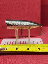 Vintage Cotton Cordell 3" Ratlin' Popper "Chop-Stick" Fishing Lure Chrome / Blak