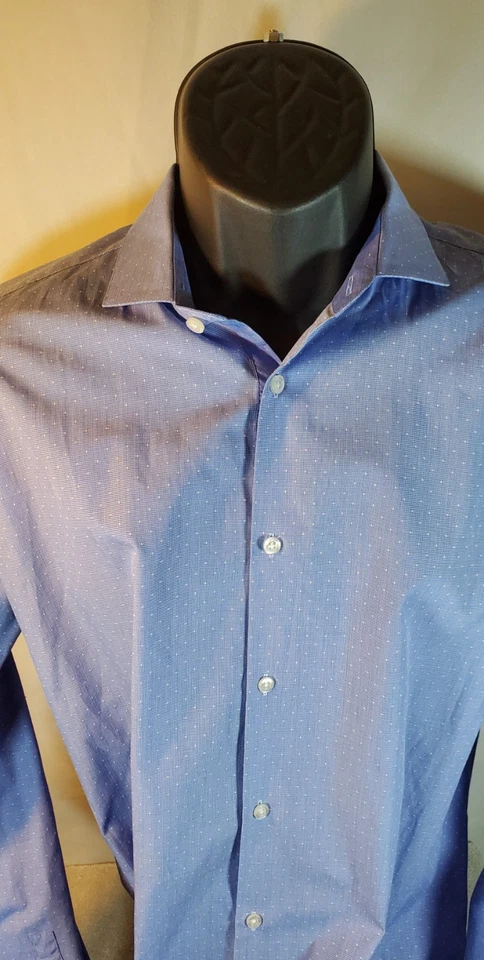 Hugo Hugo Boss Red Label  Blue White Accent Button Down Dress Shirt Men’s Large - Image 3 of 4