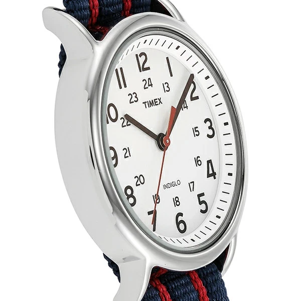TIMEX Weekender Central Park T2N747 Cuarzo 38mm Esfera Blanca Azul Rojo Corre... - Imagen 3 de 4