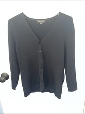 Cable Gauge Ladies Black Button Down Cardigan Sweater - Size: L