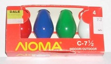 Vintage NOMA Multi Color C-7 Color Christmas Replacement Bulbs 4 Pack C7