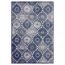 HOME DYNAMIX Boho Andorra Damask Area Rug, Navy Blue/Ivory, 6'6"x9'2"