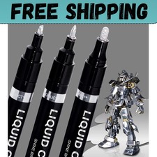 3PK Liquid Chrome Markers Set, Permanent Mirror Pens for Plastic, Metal, Art