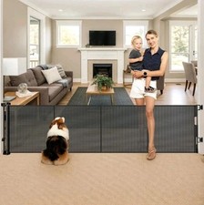 Reinforced 28" Tall x 100" Wide Retractable Dog/Baby Gate Black