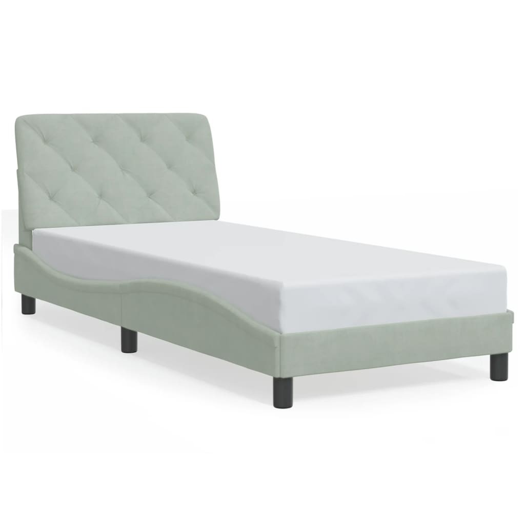 vidaXL Giroletto con Testiera Grigio Chiaro 90x190 cm in Velluto