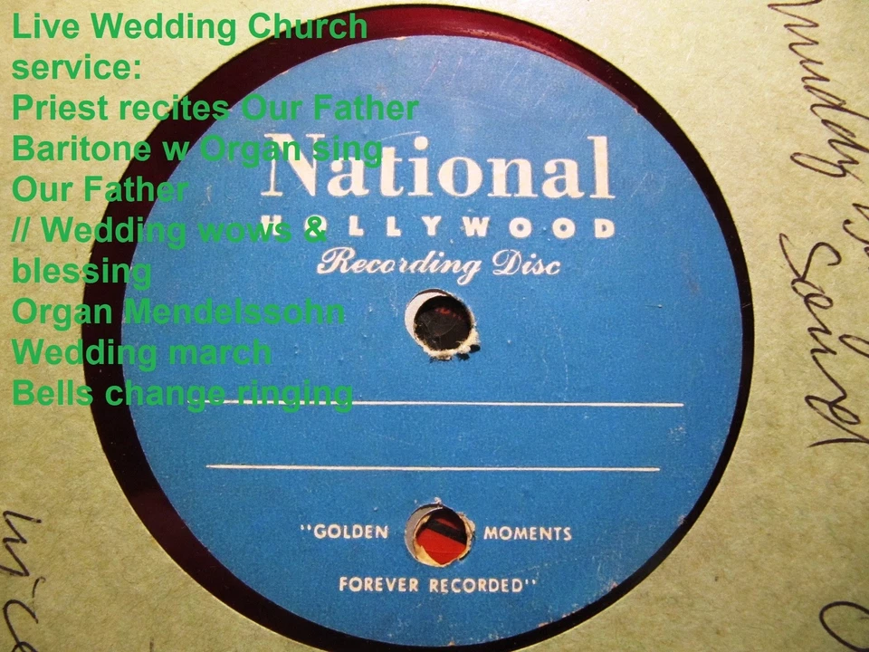 Live WEDDING CHURCH SERVICE Minister OUR FATHER Organ Home Recording Acetate 10" Foto 2 de 3