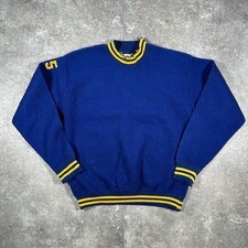 Champion Fleece Sweatshirt Warm-Up Wear 60s Vintage CARL SANDBURG Blue Used
