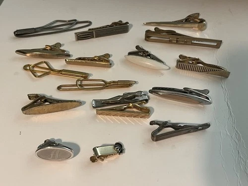 Vintage 17 Mid Century Men's Tie Clips Swank Hickok Unbranded