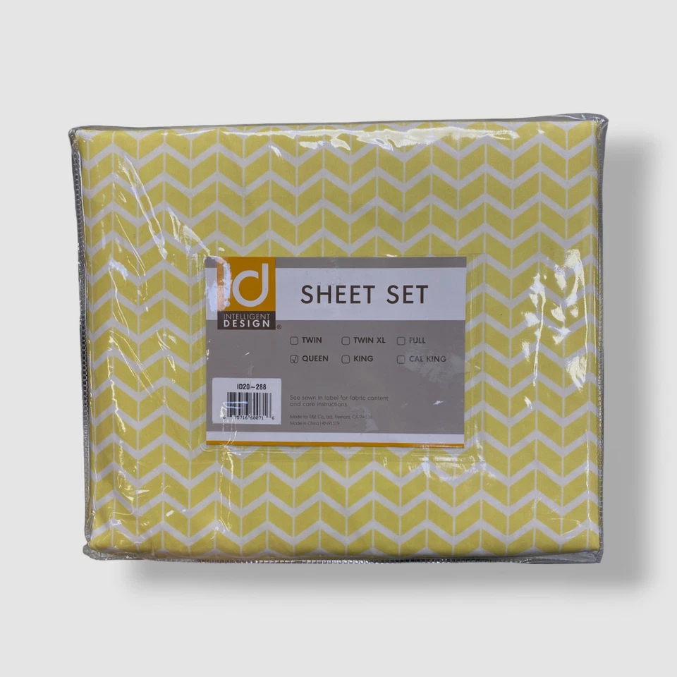 Intelligent Design Yellow Chevron Ultra Soft Microfiber Sheet Set, Queen - Image 2 of 4