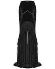Punk Rave Womens Long Gothic Velvet, Lace & Mesh Fishtail Skirt