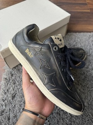 Duke + Dexter Distressed Leder Sneaker | Schwarz | Größe UK9 US10 EU43 | Sterne
