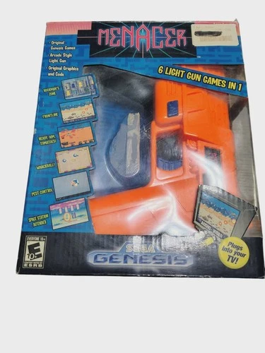 Sega Genesis Menacer Orange Light Gun Games Radica 2005 Plugs Into TV