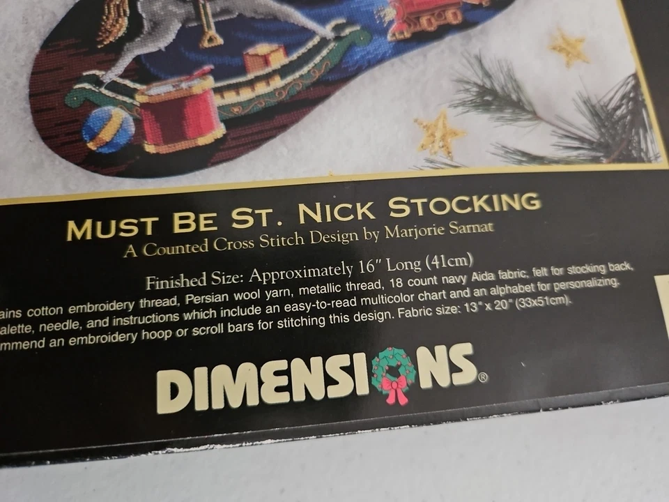 Dimensions Gold Collection Cross Stitch Stocking MUST BE ST. NICK #8567 Sealed - Image 3 of 4