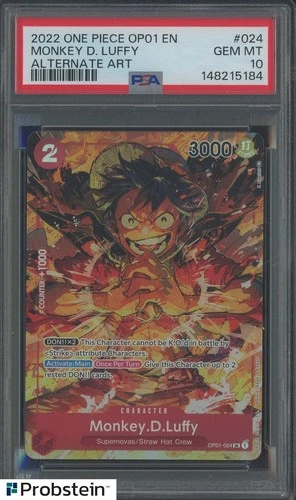 2022 One Piece OP01 EN Alternate Art #024 Monkey D Luffy PSA 10 GEM MINT