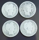 Lot of 4 Barber Silver Quarters~~1895 & 1899 (x3)~~See Photos for Condition