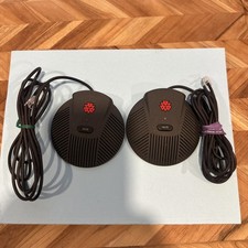 Two Polycom SoundStation EX External Microphones 2201-00698-001 w/ Cable PAIR
