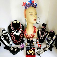 Vintage to Now Costume Jewelry lot &ndash; 38 pcs Patriotic Kramer Coro Talbot Sarah
