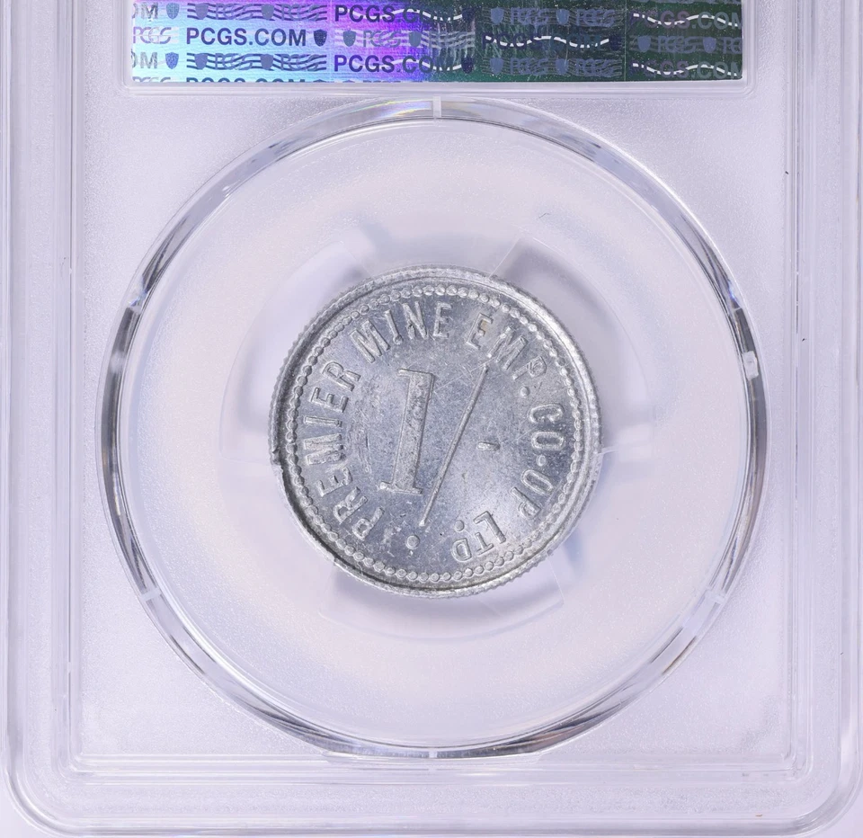 South Africa ND Shilling Token Premier Mine Emp. Co. PCGS MS-62 - TOP POP of 1! - Image 3 of 3