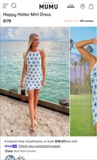 NEW Show Me Your Mumu Happy Halter Mini Dress Multi Blue Flower Crochet Size XL