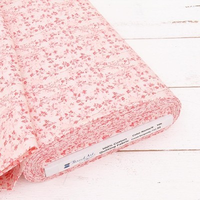 Threadart Cotton Quilting Fabric By The Yard - Vintage- Cream Burgundy Flower
