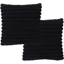 2 Pack 16x16 Pillow Cover Velvet Pillow Covers, 16" x 16" Pack of 2 Black