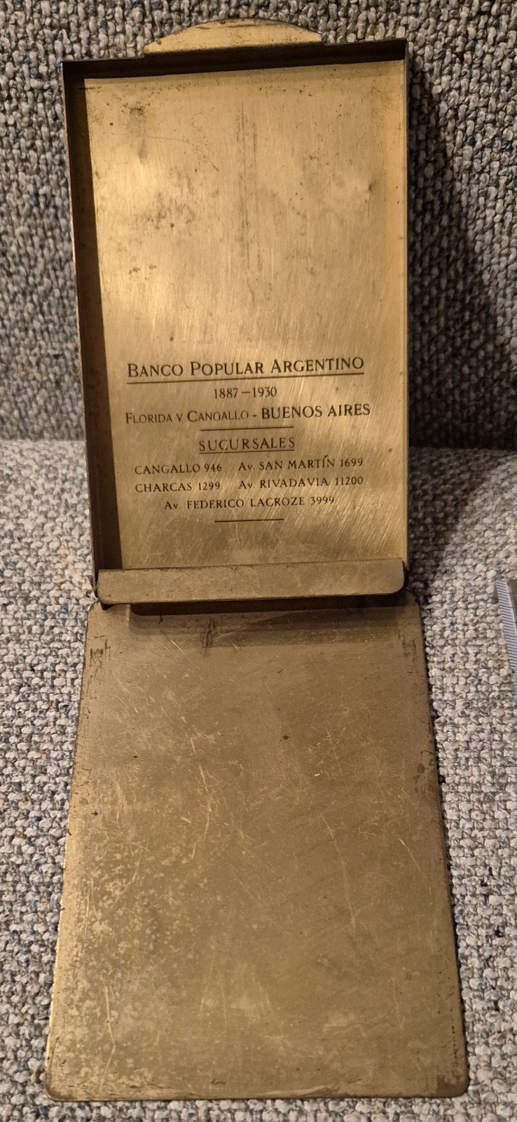 희귀 소장품: 1930년 아르헨티나 인민은행(Banco Popular Argentino) 문서 보관용 황동 케이스 3
