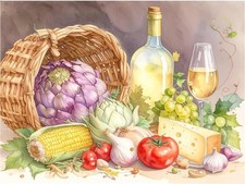Tile Mural Wine Bottle Vegetables Cheese Kitchen Wall Backsplash Marble Ceramic