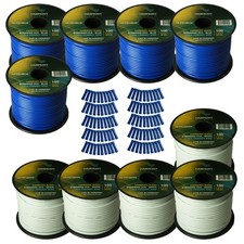 Harmony Car Primary 14 Gauge Power or Ground Wire 1000 Feet 10 Rolls White Blue