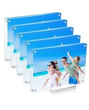 5 Pack Acrylic Picture Frame 5 7 Clear Double Sided Magnetic Photo 5 x 7" 5Pack