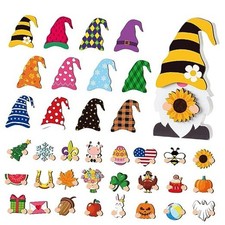 37 Pcs Fall Interchangeable Wooden Gnome Decor DIY Holiday Autumn Seasonal