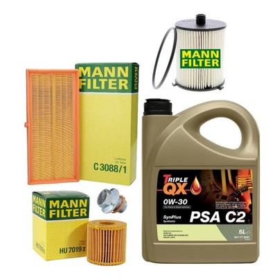 5L TRIPLE QX 0W30 MANN FILTERS SERVICE KIT FOR TOYOTA YARIS D-4D 1.4 2010+