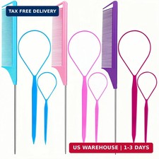 9pcs Topsy Hair Tail Tool rat tail comb set for Woman Girl Hair Styling Sche