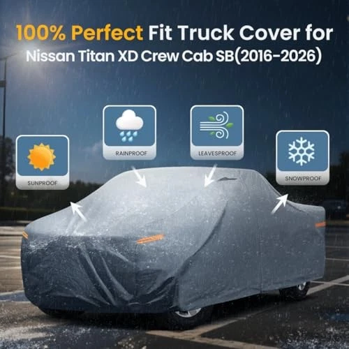 For Nissan Titan XD 2016-2025 Waterproof Car Cover 10 Layers with Door Zipper Foto 3 de 4
