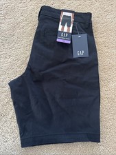 NEW Men's GAP Black Flat Front Chino Shorts Size 30 with 9" Inseam