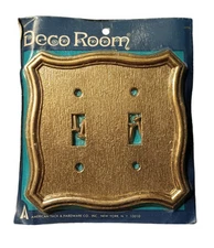 Vintage 1968 American Tack & Hardware 70TT Exeter Brass Double Switch Wall Plate