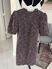 Ann Taylor Factory Sheath Dress Women's Sz 2 Purple Fleck Puff Sleeve