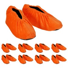 Reusable Non Slip Shoe Covers, 10 Pairs Washable Boot Covers, Orange