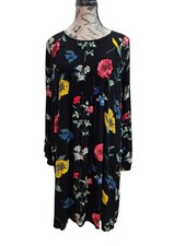 Old Navy XL Floral Pintuck Shift Dress Long Sleeve Drop Shoulder Prairie Women's