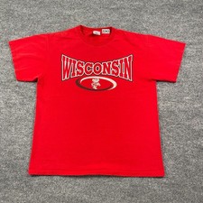 Vintage 90s University of Wisconsin Badgers Shirt Large 22x27 Red Spellout