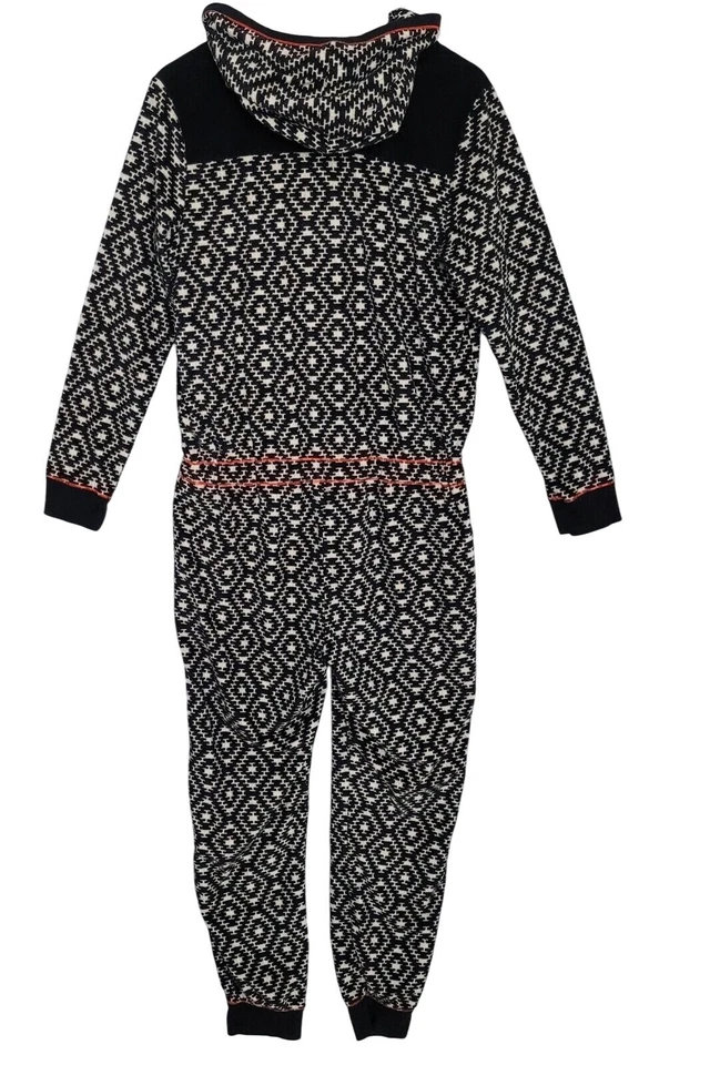 Kenzie Fleece Hoodie One Piece Pajamas Womens Size L Geometric Comfy - Image 3 of 4