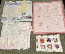 Vintage Baby Blanket (4) & Other Baby Related Items Shoes Socks Sweater Outfit